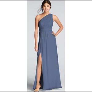 David’s Bridal Long Chiffon One Shoulder Dress